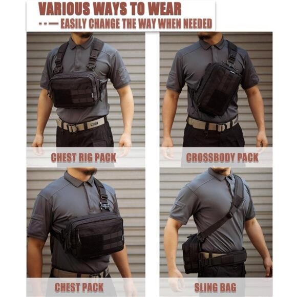 Men's Tactical Chest Rig Bag Concealed Carry Pack Molle Pouch - Picture 2 of 7